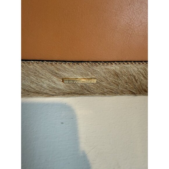 NWT Rebecca Minkoff Leo Envelope Clutch Haircalf Leather Sand Brown $145 [jb]